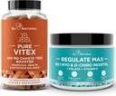 Vitex Chasteberry Capsules &amp; Regulate Max Myo-Inositol D-Chiro Inositol Powder - Natural PMS &amp; Fertilidad Soporte, Balance Hormonas, Ciclo Regulador - 60 cápsulas blandas Vegan + 60 Serviciones Inositol Powder
