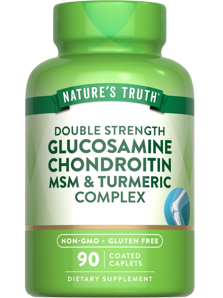 La verdad de la naturaleza Glucosamine Chondroitin MSM Complex ← 90 Caplets  durable with Turmeric Silencio Double Strength ← Non-GMO & Gluten Free Supplement