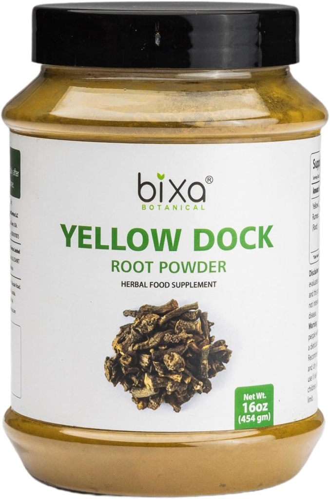bixa BOTANICAL Yellow Dock Powder (Rumex Crispus) Suplemento Herbal para Problemas de Esquí Crónico ← Herb Ayurvedic, ayuda a reducir la sensación de picazón " Inflamación de pasajes Nasal. (454 gramos (16 oz)))