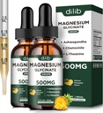 (2 Pack) Magnesium Glycinate Suplemento, Magnesium Liquid Drops with Magnesium Glycinate 500mg Ashwagandha, L - Theanine, Chamomile -Apoyos Optimal Calm Sleep Vegan