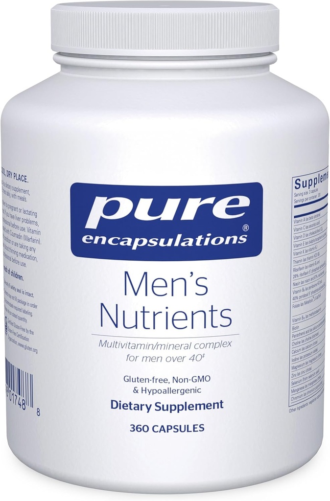 Encapsulaciones puras Nutrientes masculinos - Suplemento Mineral multivitamínico para apoyar la energía, la resistencia y la resistencia en hombres Más de 40* - con vitamina D, vitamina C " Minerales de rastros - 360 cápsulas