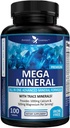 Potent Garden Mega Mineral Suplemento Complejo Mineral Completo con Magnesio de Calcio Zinc Potasio Boron Selenium Chromium & 72 Trace Minerals Iron Suplemento de Calcio Libre -100 Píldoras