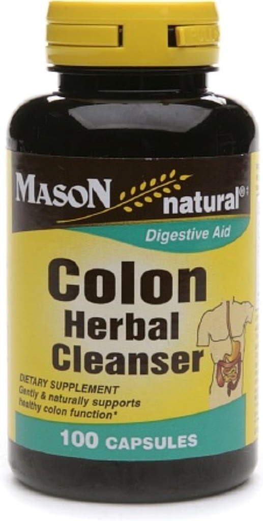MASON NATURAL Herbal Colon Cleanser, 300 Day Supply, Dietary Supplement Supports Digestive Health with Soluble Fibers, Probiotics & Herbs, 3 Pack