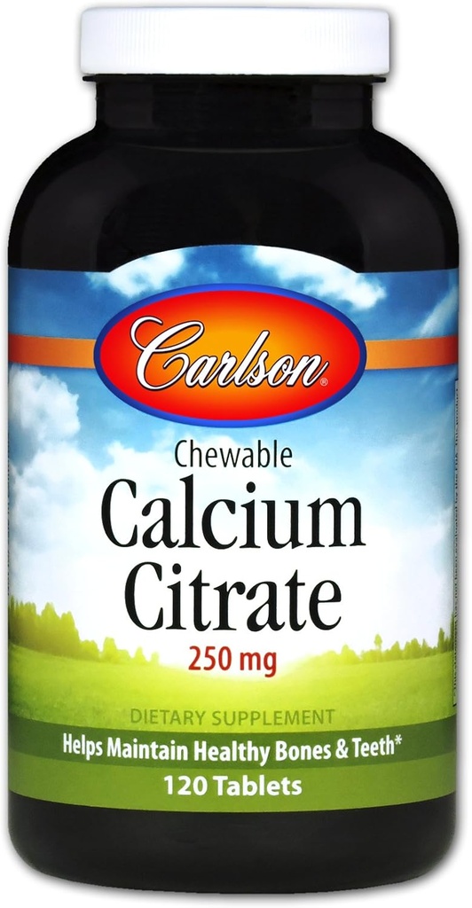 Carlson Citrato de calcio Chewable 250 mg, vainilla, 120 tabletas