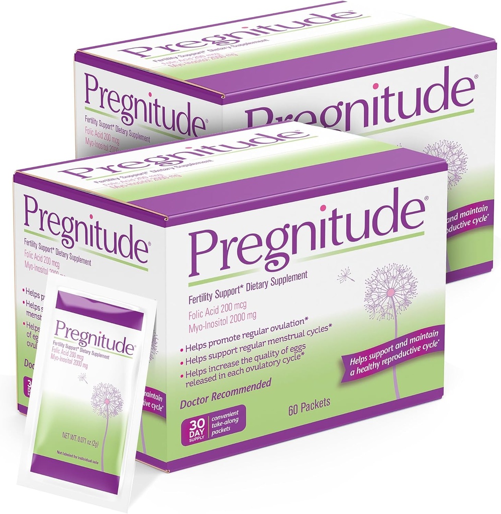 Pregnitud Apoyo a la Fertilidad Reproductiva - Ayuda a promover la Ovulación Regular - Ciclos Menstruales y Aumentar la Calidad de Huevos - 60 Day Supply 120 Packets