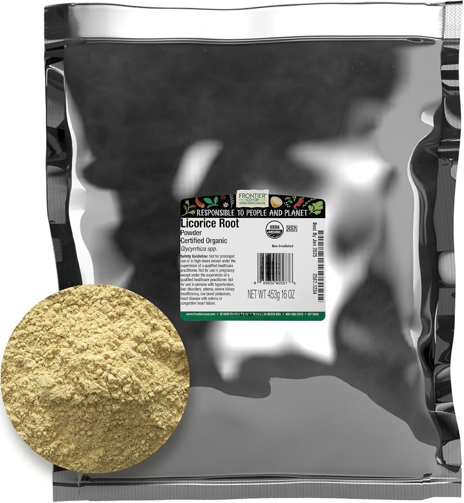 Frontier Bulk Licorice Root Powder, Orgánico, 16 onzas