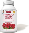 ANDREW LESSMAN Friendly Flora Probiotic 90 Capsules - 10 Billion CFU, Full Blend of Five Probiotic Strains, Powerful Immune and Digestive Support. Probióticos para Mujeres o Hombres
