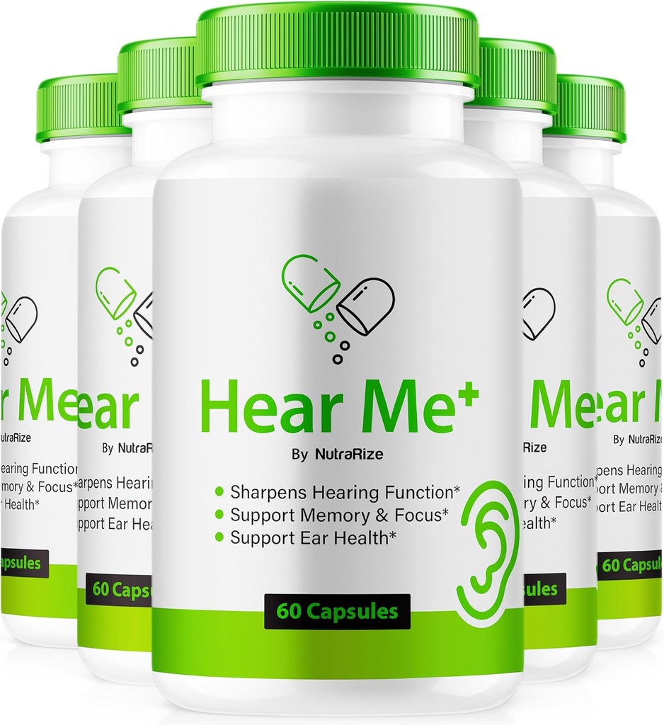 (5 Pack) Escuchame + cápsulas, HearMe oficial + píldoras, Oírme más Fórmula de oído para una audiencia saludable, HearMe Premium Plus para la salud del oído, soporte de limpieza natural del oído, oiga Me+ Revisión (300 cápsulas)