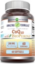 Amazing Formulas CoQ10 with Bioperine Supplement | 200 Mg per Serving | 60 Softgels | Non-GMO | Gluten-Free | Made in USA