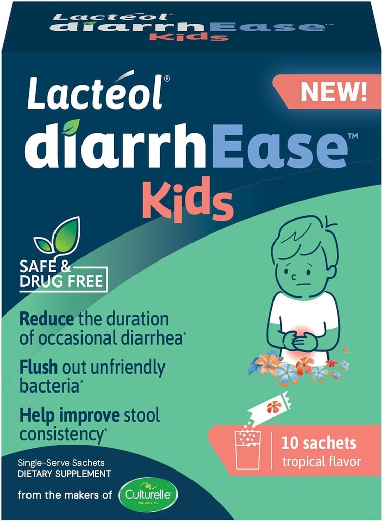 diarrhEase Kids - a Safe, Drug Free and clinically Tested postbiotic Strain That Shortens The Duration of Occasional Diarrhea- Works Naturally with Your Child’s Body, 10 Count