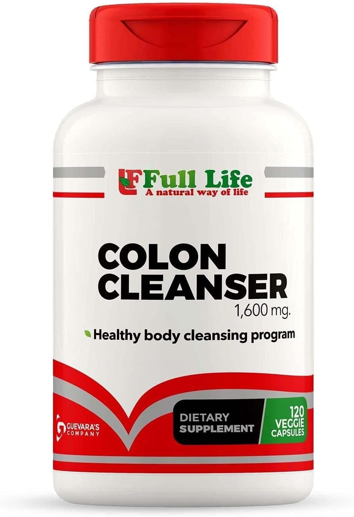 Full Life Colon Cleanser - Suplemento herbal con Cascara Sagrada y Senna Leaf - 120 Veggie Capsules