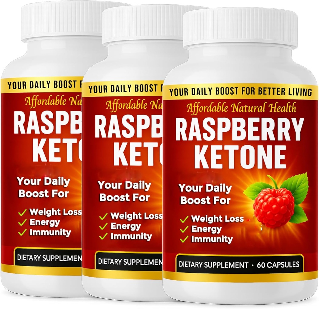 Raspberry Ketone Capsules, All-Natural Formula, May Support Active Healthy Lifestyle, 1000 mg Suplemento, 180 Capsules, 6 Month Supply, Vegan, Non GMO