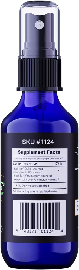 Zeolite de la Tierra Negra con ácidos Fulvic Humic, Minerales Trace, para Adultos y Niños Apoya Gut Health, Apoyo Inmunitario, Digestión y Eliminación y Más 1oz Suplemento de Spray de Bomba Líquida (2 Pack)