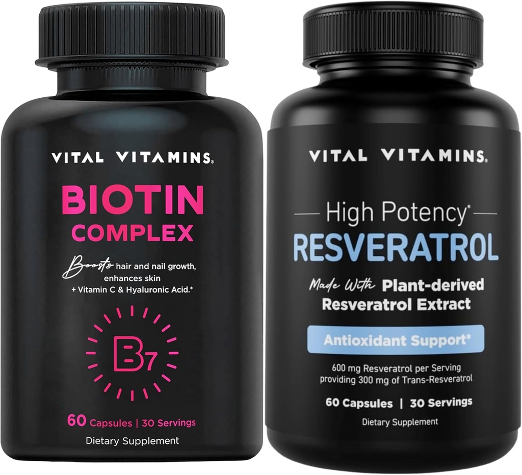 Vital Vitaminas Complejo de Biotina Capsules + cápsulas de resveratrol