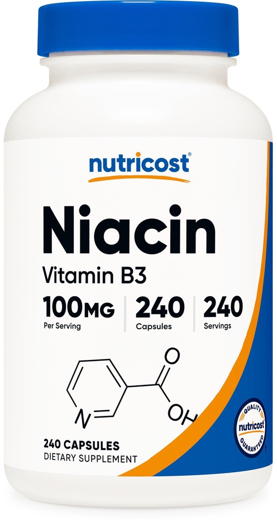 Nutricost Niacin (Vitamin B3) 100mg, 240 Capsules, with Flushing