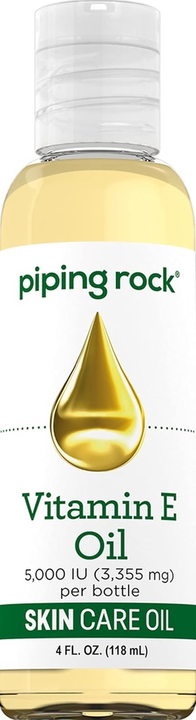 Piping Rock Vitamina E Oil TENIDO 5000 UI ANTE 4 fl oz Silencioso para la piel, la cara, el cabello, &amp; náuseas