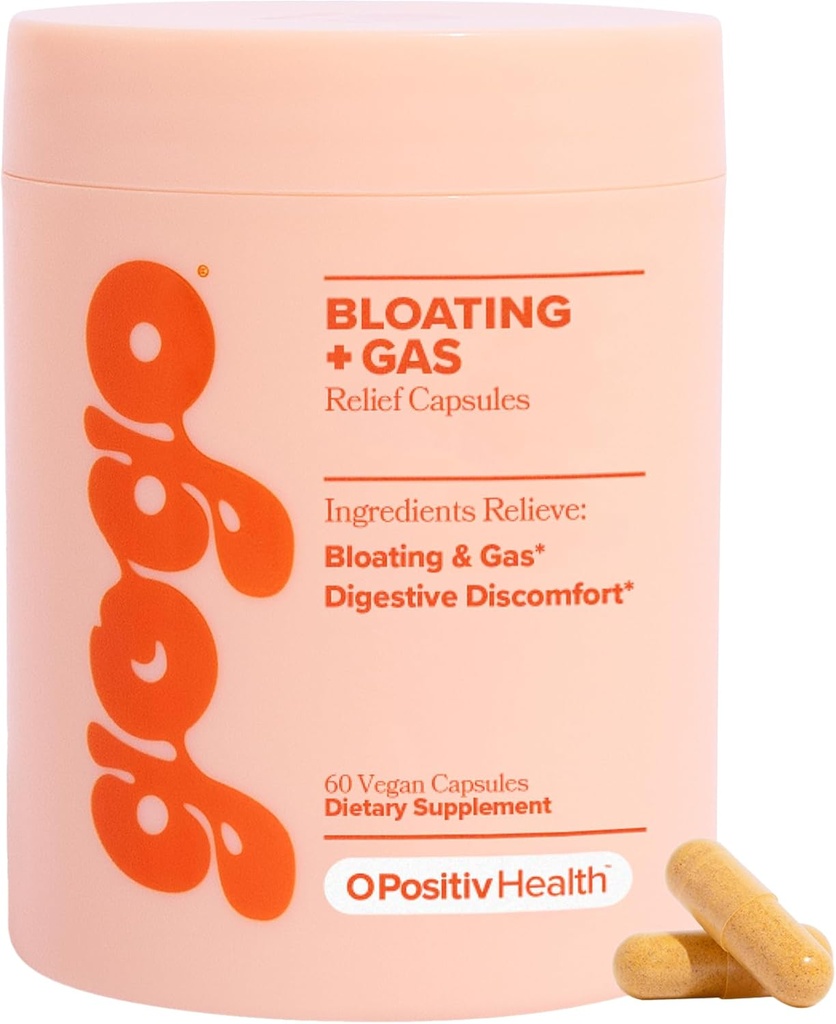 O Positiv GOGO Bloating " Gas Digestive Relief - Digestive Enzymes for Bloating Relief " Water Retention - Gas Relief Supplements with Bromelain, Ginger Root, " Milk Thistle - 30 Servings (Pack of 1)