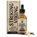 Aceite de crecimiento de la barba vikinga con biotina - 2 Fl Oz, vainilla - adelgazamiento, acondicionamiento Biotin Beard Oil Serum para hombres con Argan & Jojoba - Facial Hair Growth Serum para hombres