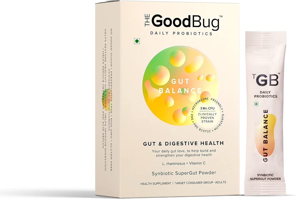Gut Health &amp; Immunity Probiotic for Men &amp; Women, Strong Digestive & Immunity Support Gut Balance Supplement Stick - Probiotics + Inulin + Vitamin C 3Bn CFU of Clinically Proven Strains - 30 Days Pack