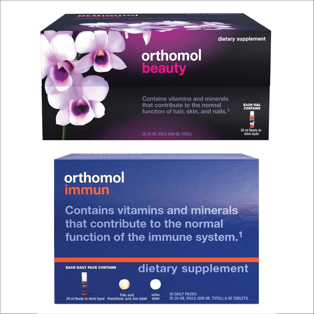Orthomol Immun &amp; Beauty Vials, Belleza de la Mujer y Complementos de Apoyo Inmunitario, Suministro de 30 días