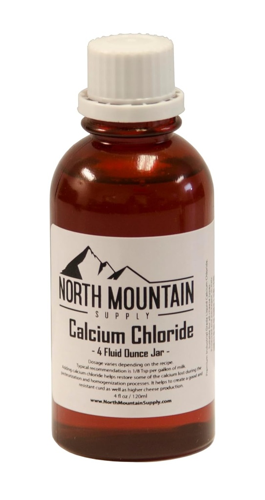 North Mountain Supply Liquid Calcium Chloride - Añadir a Pasteurized Milk for Higher Cheese Production - 4 Fluid Ounces - Made in Italy!