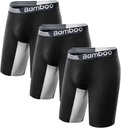 Mens Boxer Breves Anti Chafe Breathable Moisture-Wicking Bamboo Trunks Ropa interior sin bolsa de mosca para hombres 3 Pack