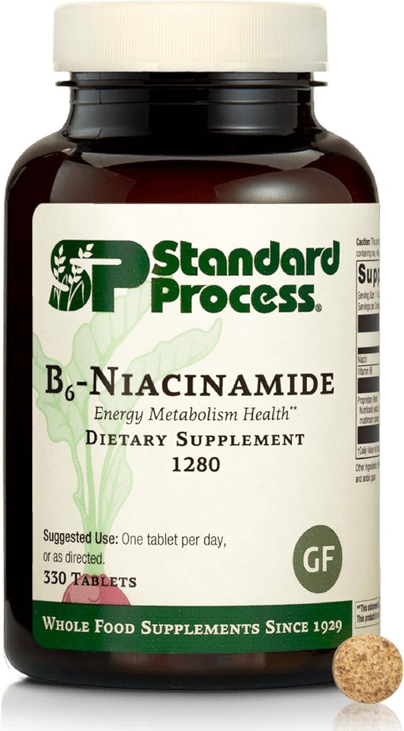 Standard Process B6-Niacinamide - Support Energy Metabolism & Heart Health - Aids Digestive & Blood Circulatory Systems - Gluten-Free, Non-Dairy & Non-Soy - 90 Tablets (90 Servings)
