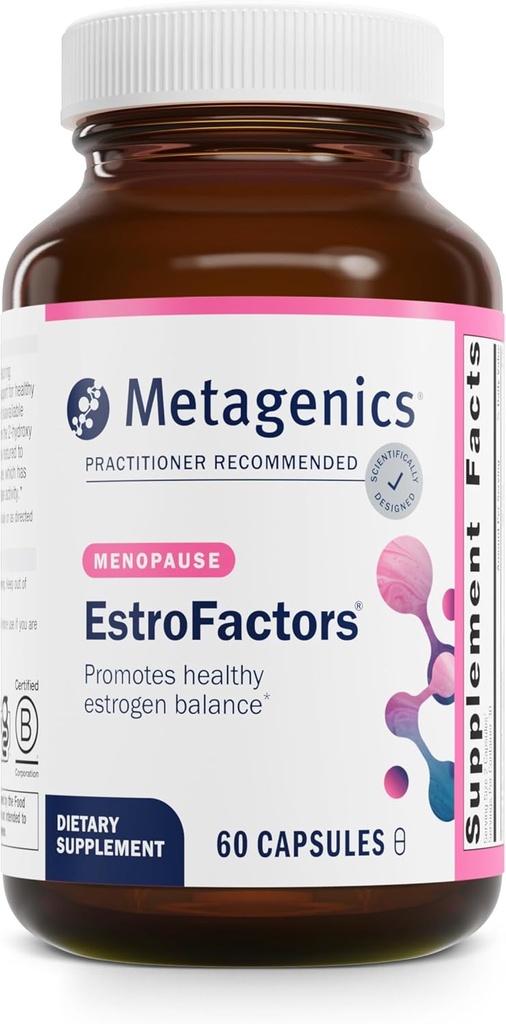 Metagenics EstroFactors - Metabolismo Estrógeno " Apoyo Detox con Betacaroteno, Curcumin " Fitonutrientes - Apoya la Salud de las Mujeres, el Relieve de la Menopausa* - Sin gluten - 60 Tabletas