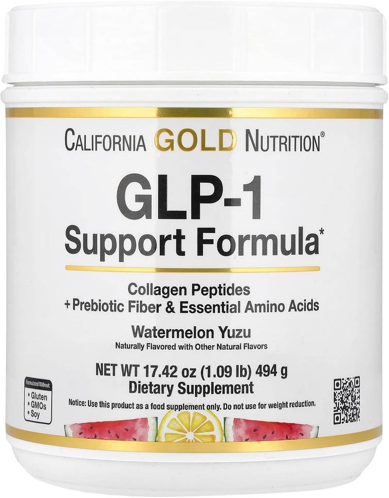 California Gold Nutrition GLP-1 Support Formula, Watermelon Yuzu, 1.09 lb (494 g)