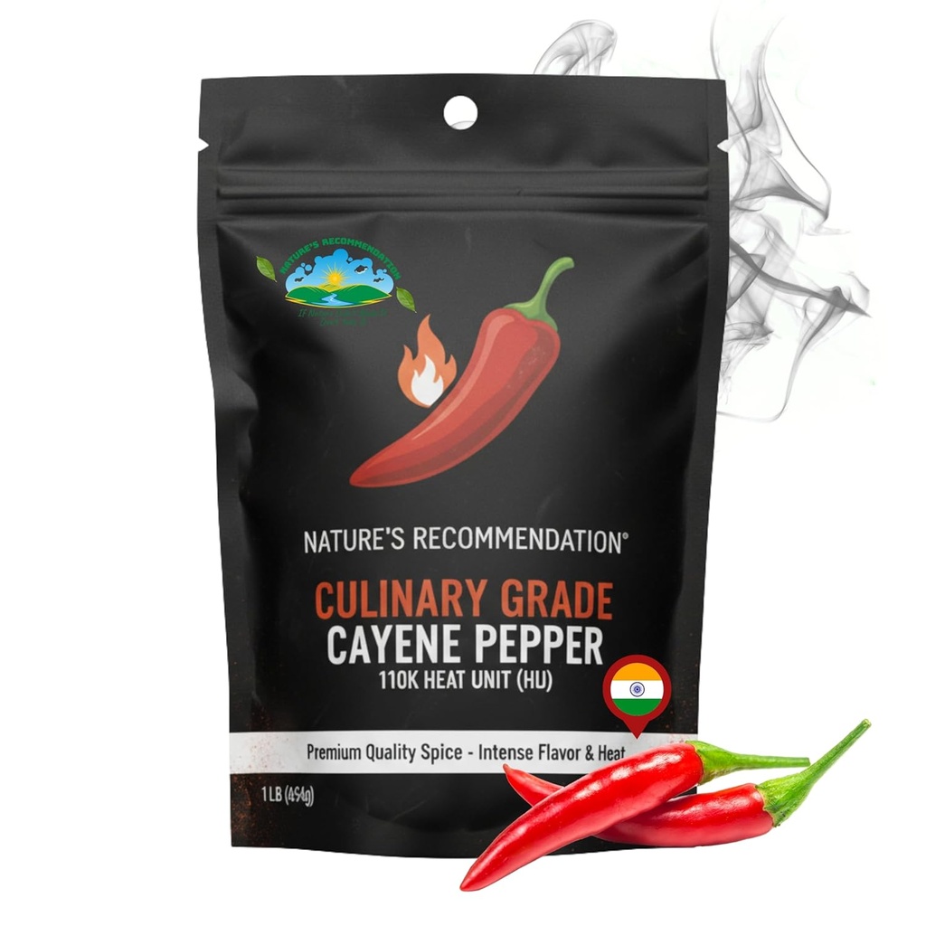 Pimienta de cayena india puro calor -capsicum annum, 1 lb picante y polvo de Potente 110k H.U. Gluten Free,Food Service Size Vegan by Sweet Sunnah