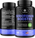 Suplemento natural de serotonina - Hecho en EE.UU. 5HTP Serotonin & Cortisol Manager - Serotonin Booster Vitamin Suplemento para Mujeres con 5-HTP, Vitamina B6, B12, GABA, L Theanine, L Tryptophan - 60 cápsulas