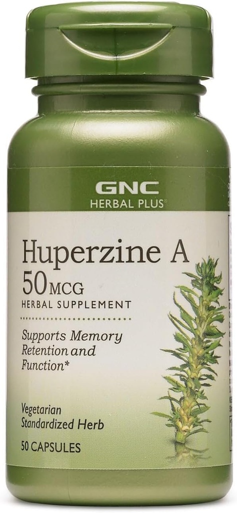 GNC Herbal Plus Huperzine A 50mcg Suplemento, Vegetariano, 50 Servimientos