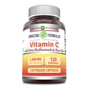 Fórmulas asombrosas Vitamina C (Acid acúsbico) 1000 Mg con Rosa HIPS & Citrus Bioflavonoids ← Veggie Capsules Suplemento ← Non-GMO TEN Gluten Free ← Made in USA (120 Conde)