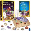 NATIONAL GEOGRAPHIC Mega Gemstone Dig Kit – Dig Up 15 Real Gemstones and Crystals, Science Kit for Kids, Gem Digging Kit, Gift for Girls and Boys, Mining Kit, Rock Collection