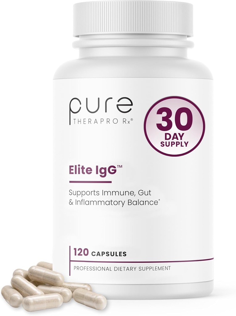 Puro Therapro Rx Elite IgG Immunoglobulin Suplemento, 120 Caps - Gut Health & Immune Support, 1100 mg IgG, IGA & IgM, Sunflower Lecithin  Dairy &amp; Gluten Free Colostrum Supplement Alternative