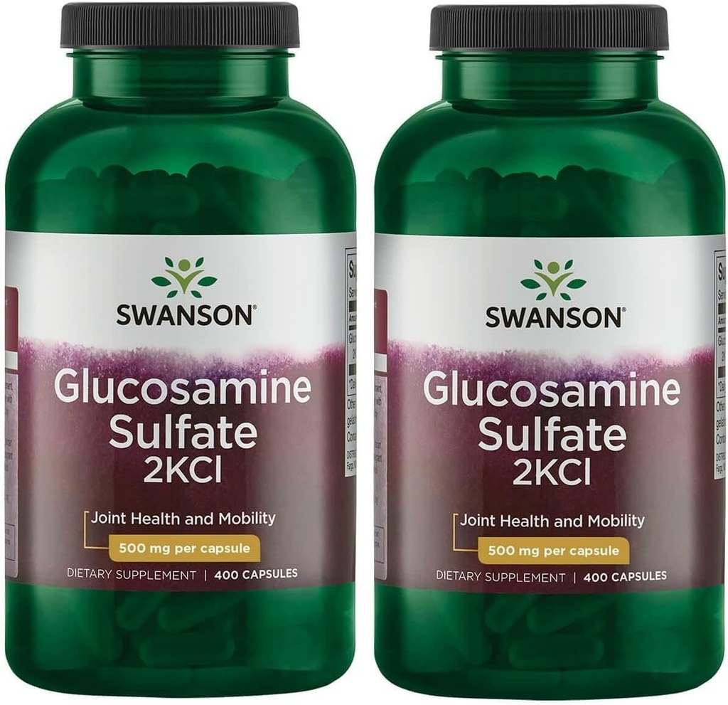 Swanson Glucosamine Sulfate 2Kcl 500 mg 400 Caps (2 Pack)