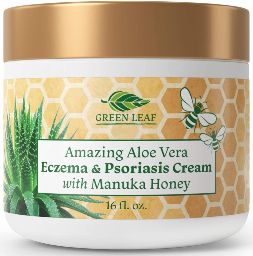 Manuka Honey Eczema Cream Moisturizing Lotion For Psoriasis Relief - Itchy, Dry Skin Rash Ointment -Skin Soothing Moisturizer Baby Kids &amp; Adultos-High Strength Body & Face Cream 16oz