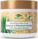 Manuka Honey Eczema Cream Moisturizing Lotion For Psoriasis Relief - Itchy, Dry Skin Rash Ointment -Skin Soothing Moisturizer Baby Kids &amp; Adultos-High Strength Body & Face Cream 16oz