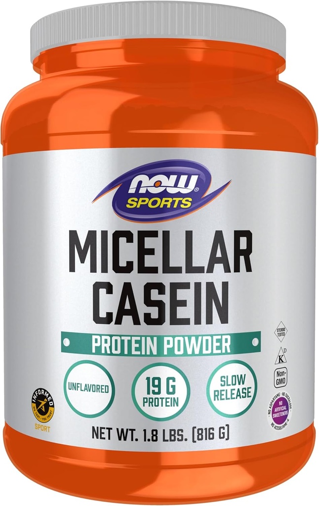 AHORA Foods Sports Nutrition, Micellar Casein 19 g, Slow Release, Unflavored Powder, 1.8-Pound