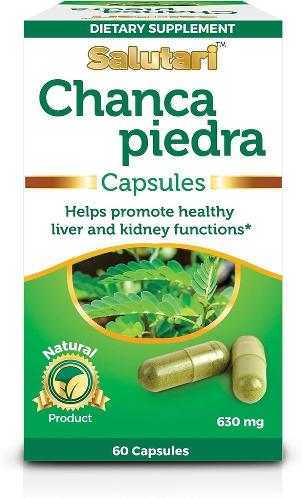 SALUTARI Chanca Piedra Breaker, 60 cápsulas vegetarianas - Natural Stonebreaker Supplement for Kidney Health, Liver Cleanse and Gallbladder Support - Natural Detox Supplement