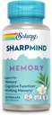 SOLARAY SharpMind Memory Formula - Suplementos cerebrales para la memoria y el foco - Cognivia, Gotu Kola &amp; Chaga Mushroom Suplemento - Ginkgo Biloba Alternativa - Garantía de 60 días - 30 Servimientos, 60 VegCaps
