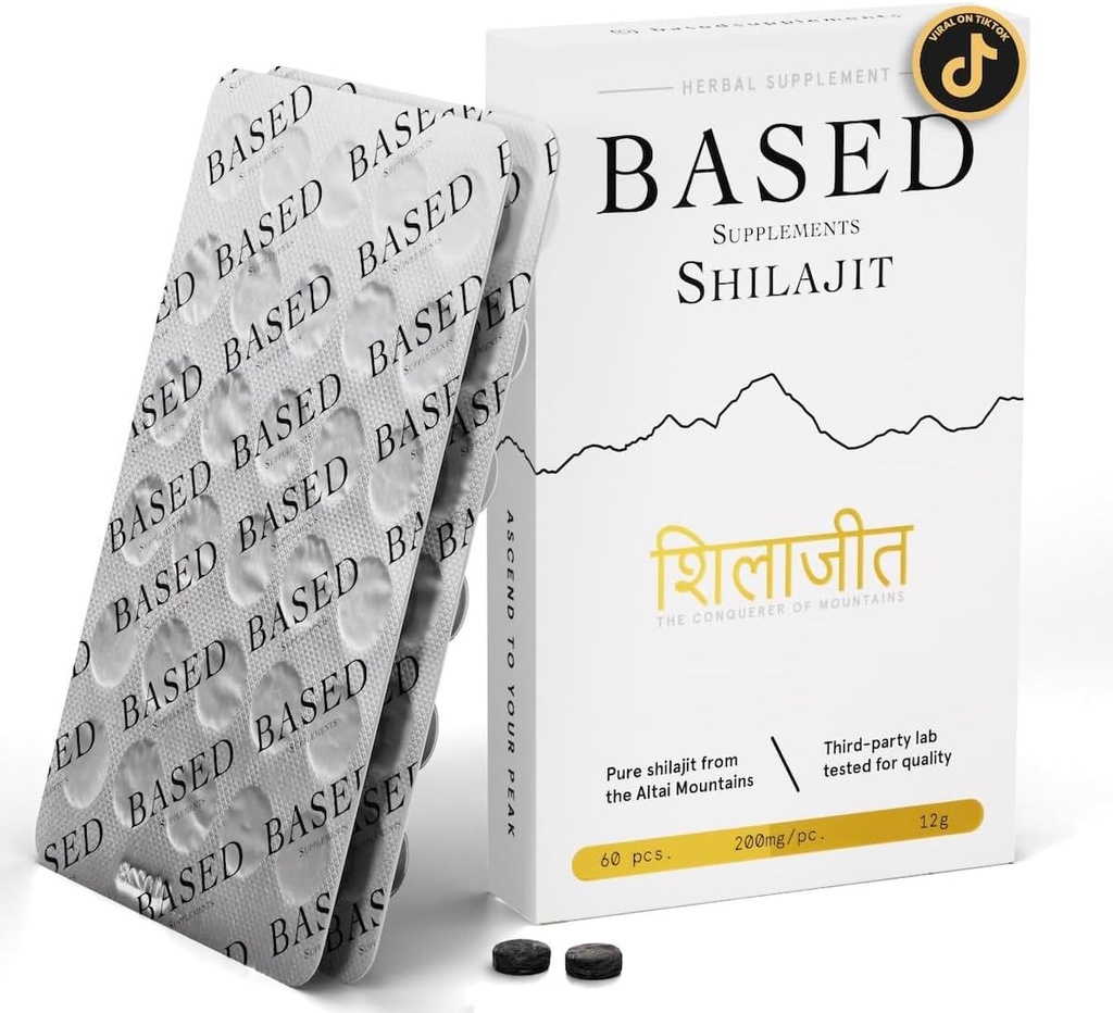 Shilajit basado en la vida Pure Shilajit Tablets with Max Potency, Energy &amp; Immune Support for Men and Women  durable Rich in Fulvic Acid and 85+ Trace Minerals, 60 Tablets