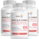 Myo-Inositol & D-Chiro Inositol Suplemento para Mujeres - Ideal 40:1 Ratio -Apoyo Equilibrio de hormonas femeninas " Fertilidad " Salud ovárica - Capacidades de polvo vegano - Suministro de 90 días
