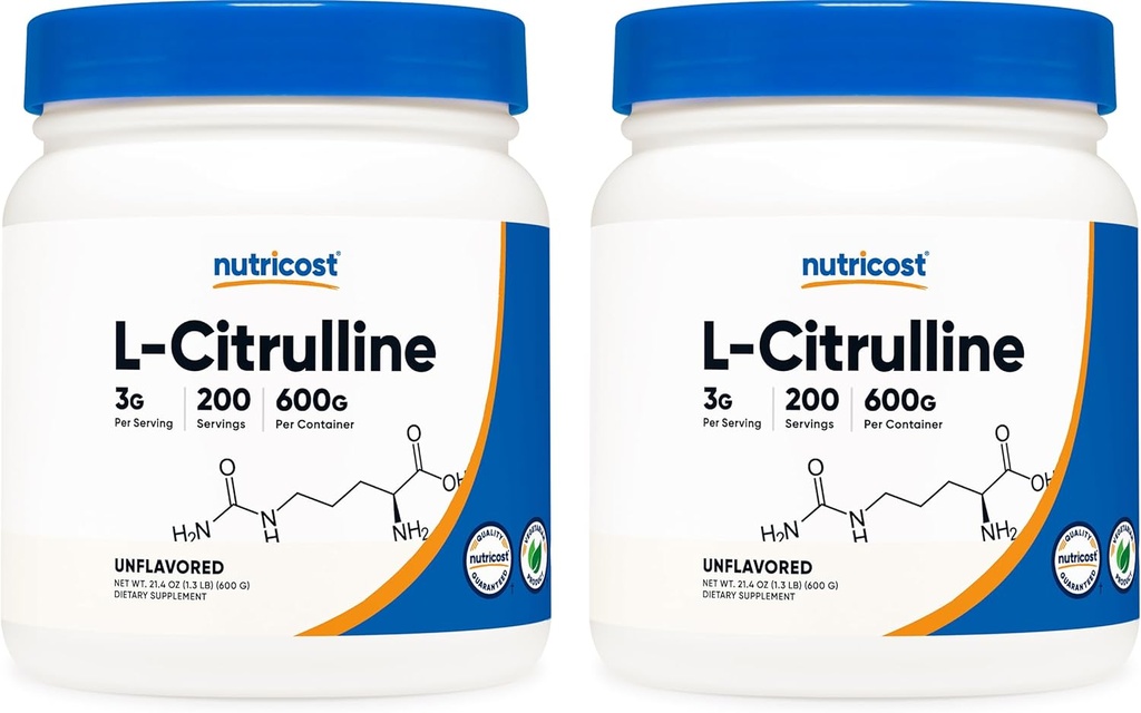 Nutricost Pure L-Citrulline (Base) Powder (600 Grams) (2 Bottles)