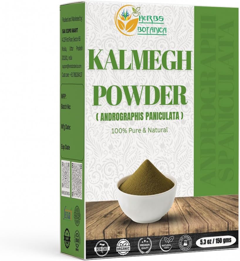 Herbs Botanica Kalmegh Powder 100% Pure Andrographis Paniculata (Green Chiretta Herb) para uso herbario – Finely Ground Andrographis Powder 5.3 oz Pack