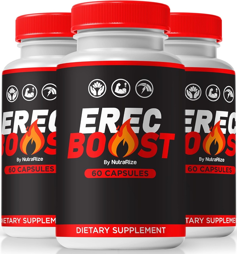 NutraRize (3 Pack) ErecBoost, ErecBoost Pills for Men, Official ErecBoost Original Male Capsules for Energy &amp; General Health, ErecBoost Pastillas, ErecBoost En Capsulas (180 cápsulas)