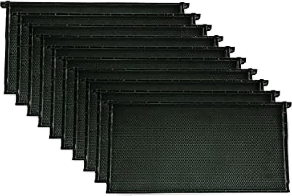 Mann Lake Premium Beekeeping Frames, All-in-One Frame & Foundation, Natural Beeswax Coating, Universal Fit, BPA & BPS Free, 9 1/8 pulgadas, Black, 10-Pack