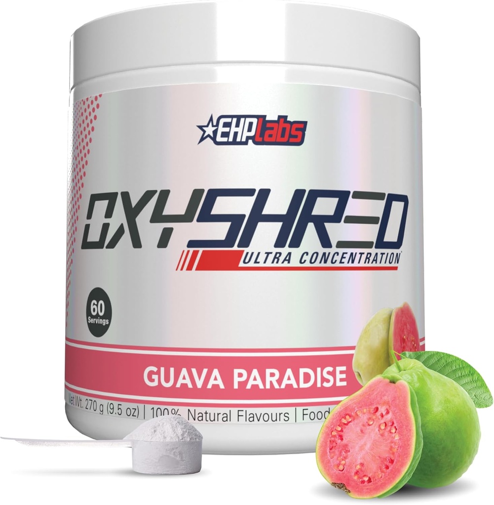 EHP Labs OxyShred Pre Workout Powder " Shredding Supplement - Preworkout Powder with L Glutamine " Acetyl L Carnitine, Energy Boost Drink - Guava Paradise, 60 Servings