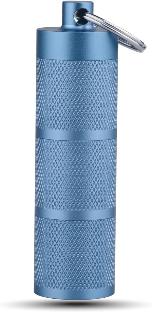 Soporte de llavero impermeable - Caja de carga compacta, portátil y segura con 3 elementos - caja de la pila de tamaño de bolsillo y contenedor para medicamentos diarios en el go, azul