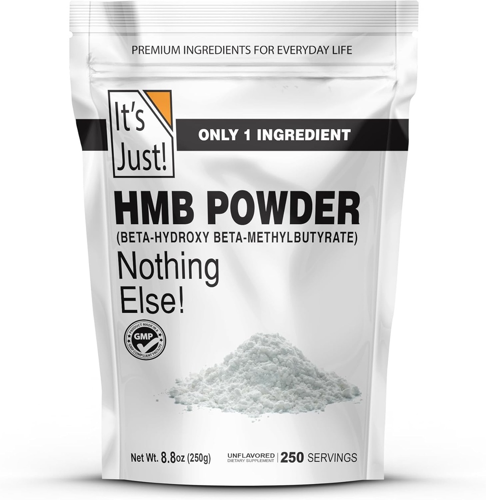 ¡Es sólo! - HMB Powder, 250g, Beta-Hydroxy Beta-Methylbutyrate, como Calcium HMB, Batch Tested Gluten Free, Non-GMO, Heavy Metal Tested, Keto Friendly (Unflavored, 250g)